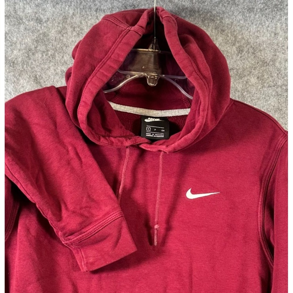 Nike Sportswear Club Fleece Hoodie Mens Small Maroon Pullover Embroidered Swoosh